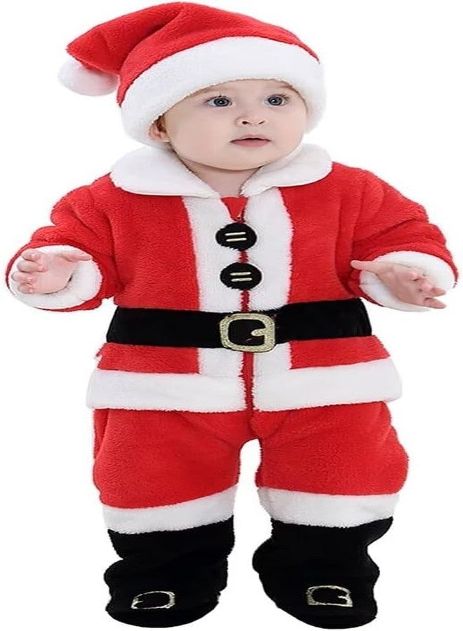 Ayalinggo Baby Santa Costume Newborn Infant Christmas Outfit Toddler Kids Long Sleeve Fleece Tops Pants With Hat Xmas Outfit (Red, 3-6 Months) - Image 1